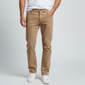 Rustic Dime Mens Khaki Straight Leg Chinos Pants Casual Dress Size 36